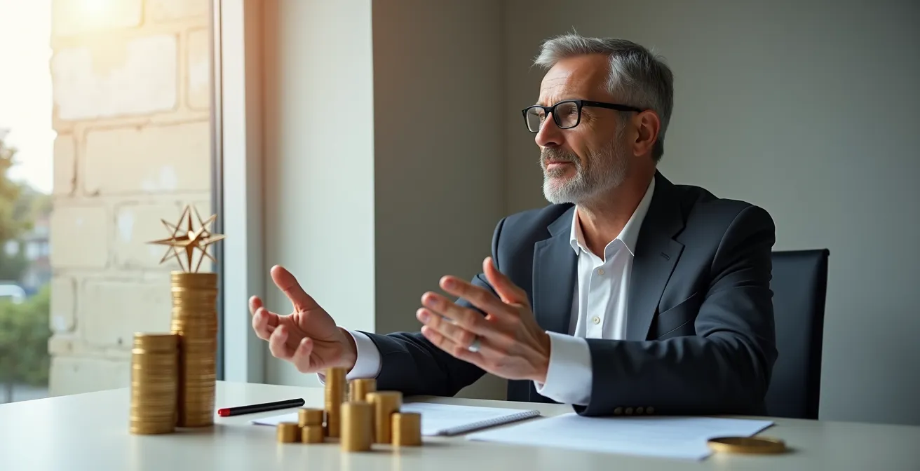 Professionnel réfléchissant à sa stratégie de retraite, moment de clarté fiscale